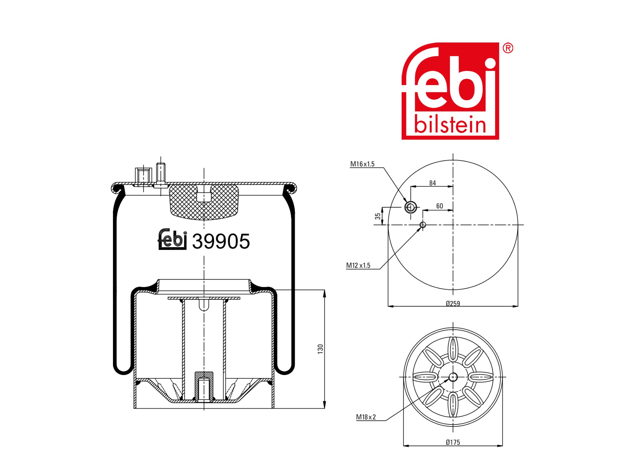 Air spring bellows Febi 81436006044