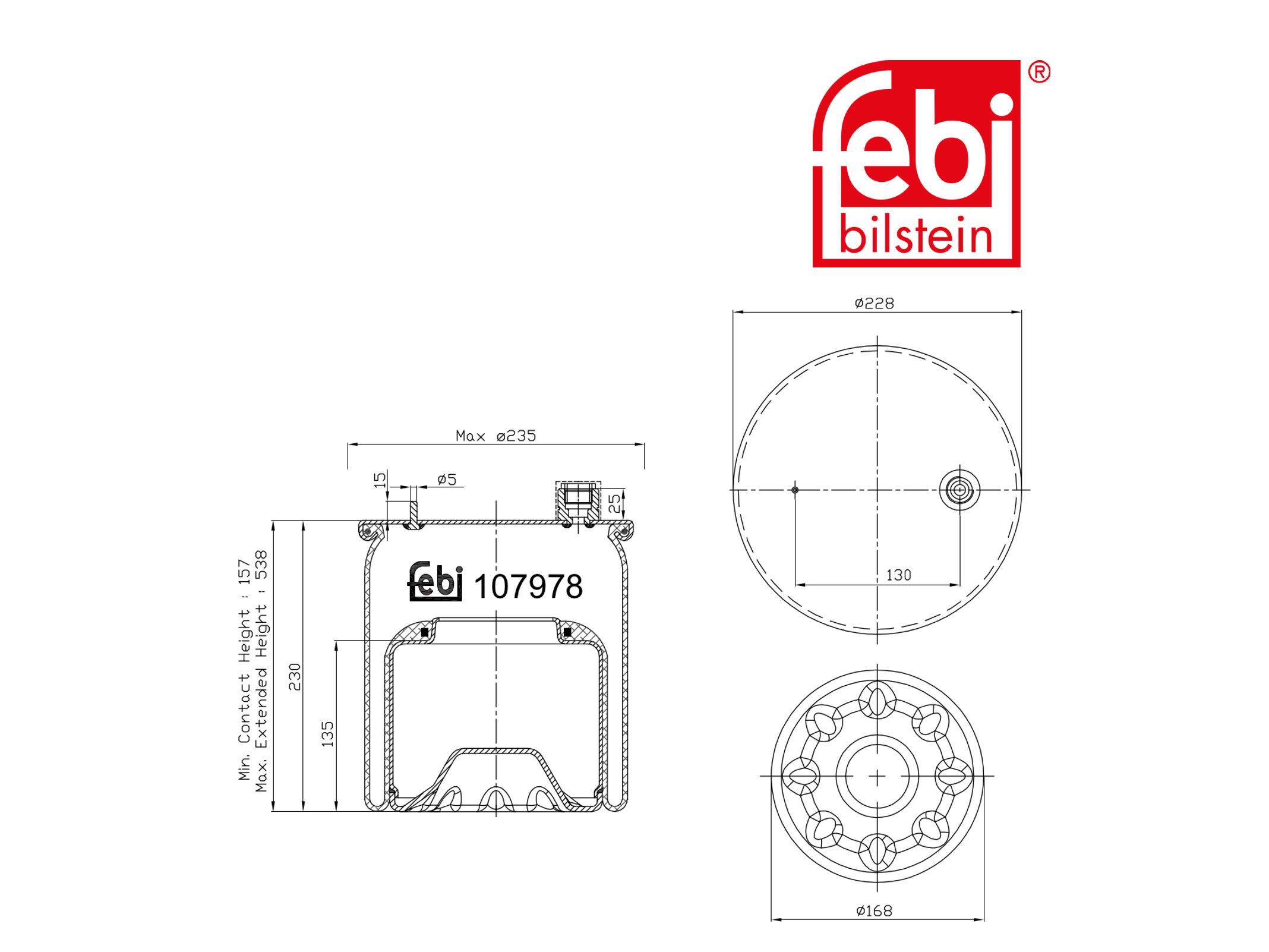 Air spring bellows Febi 9603201257