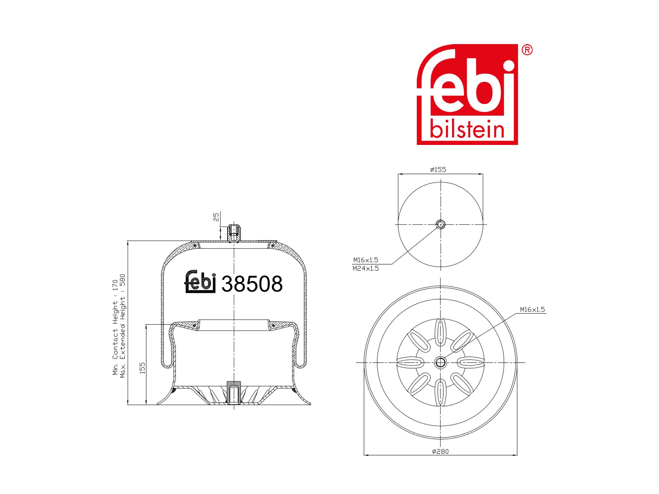 Air spring bellows Febi 9423204821