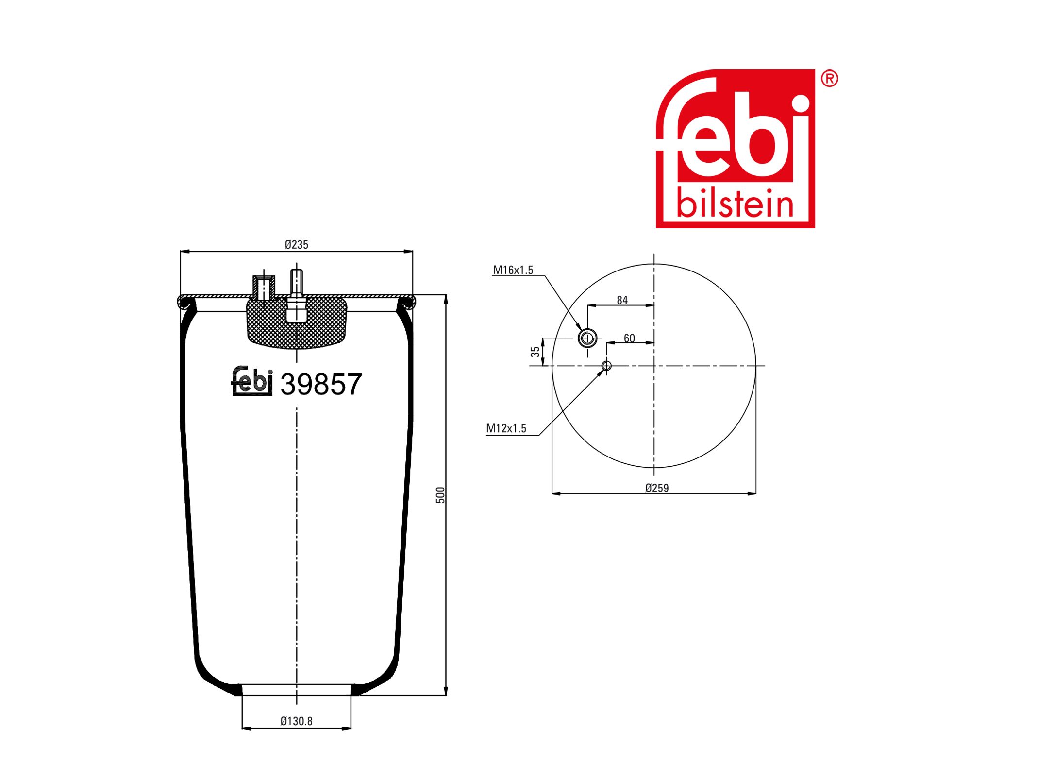 Air spring bellows Febi 81436010160