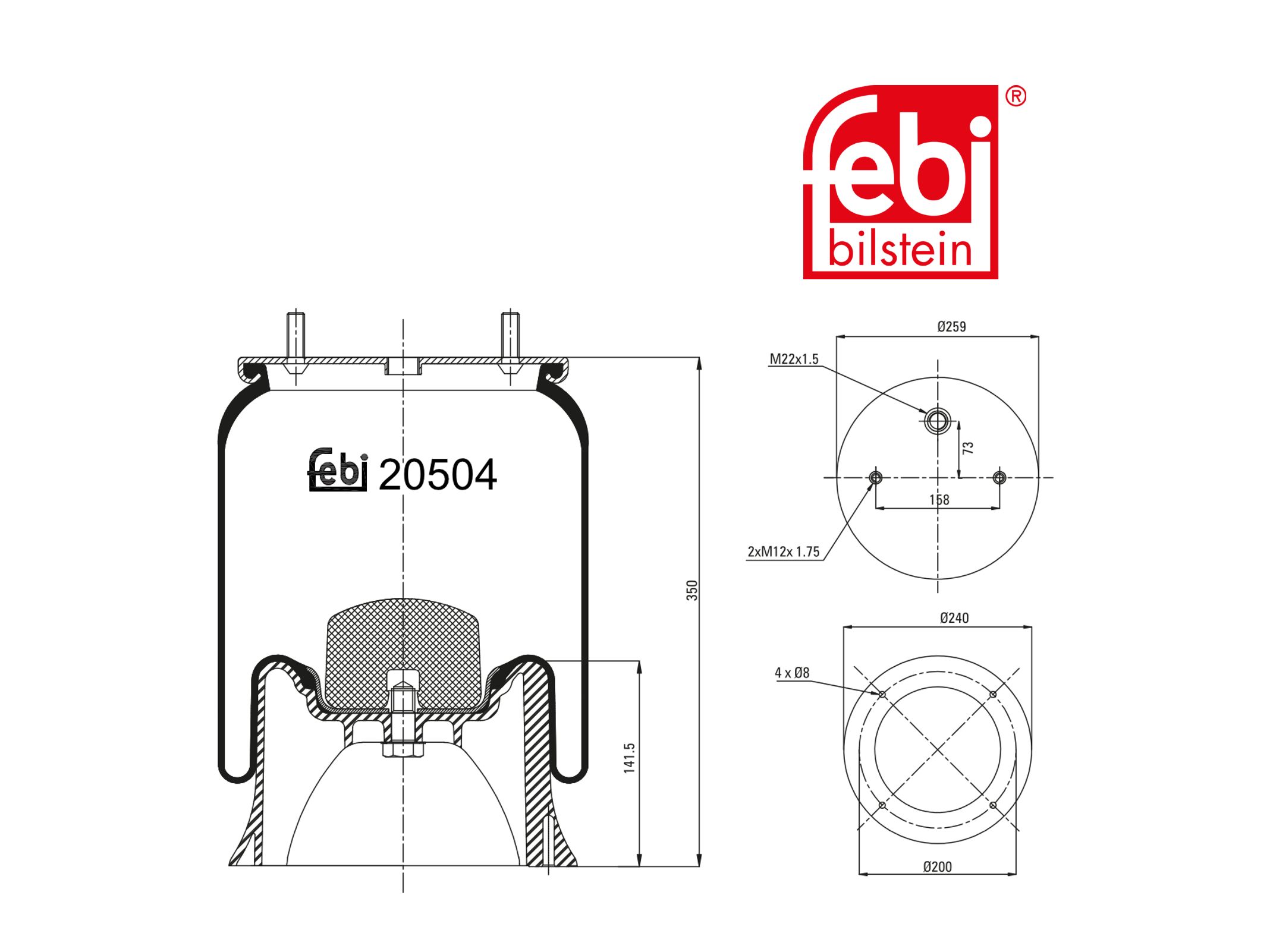 Air Spring With Lower Piston Febi