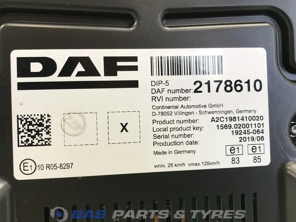 Dashboard DAF 2037840 Dashboard DAF 2037840