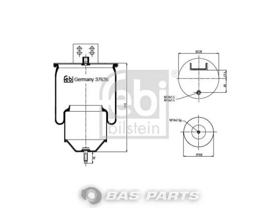 Air spring bellows Febi 1075891 Air spring bellows Febi 1075891