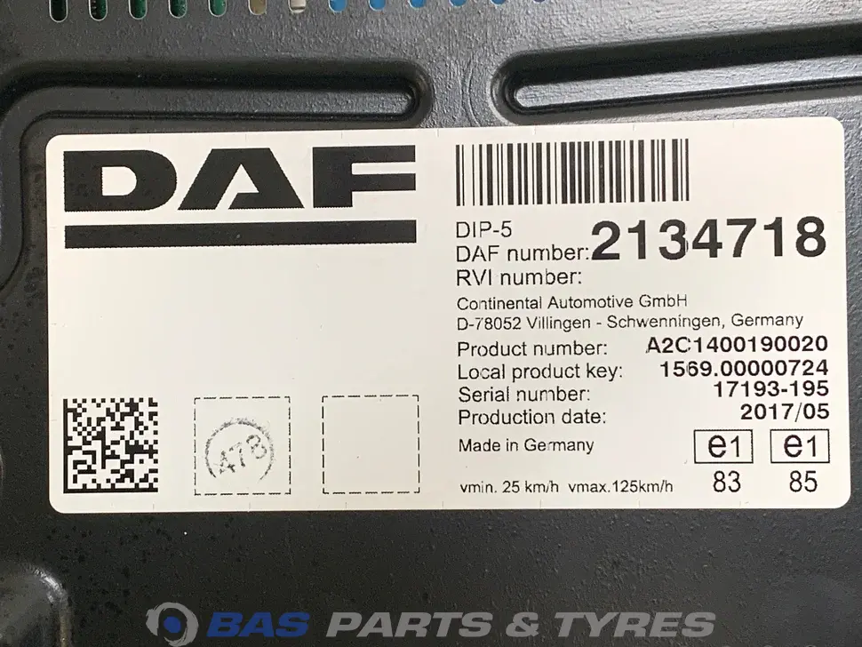 Controlpanel DAF 1833384 Controlpanel DAF 1833384