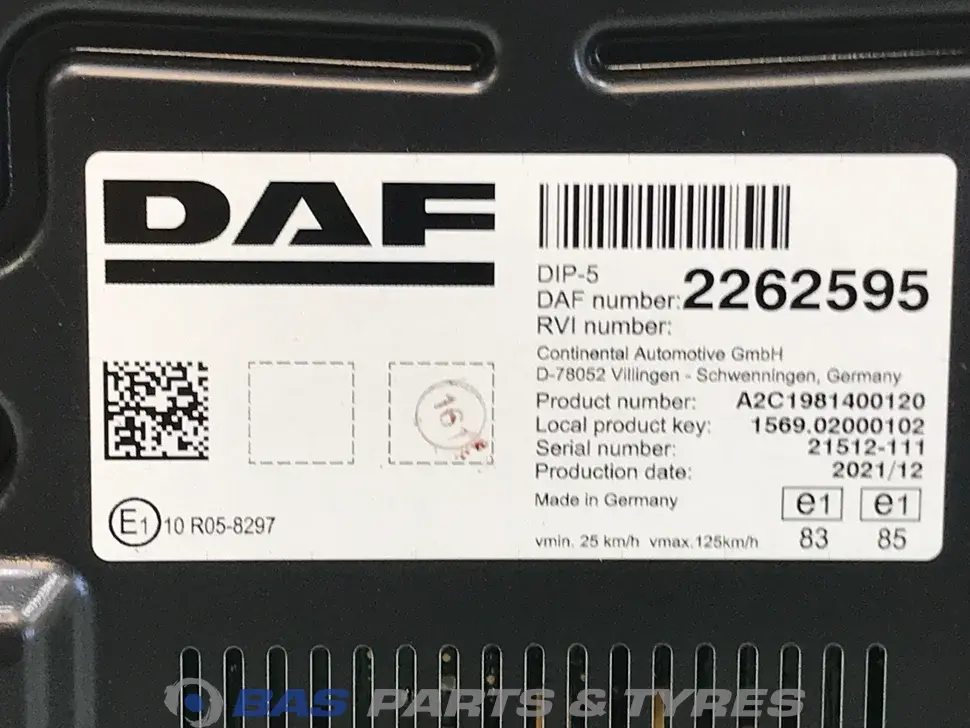 Instrumententafel DAF 1833384 Instrumententafel DAF 1833384