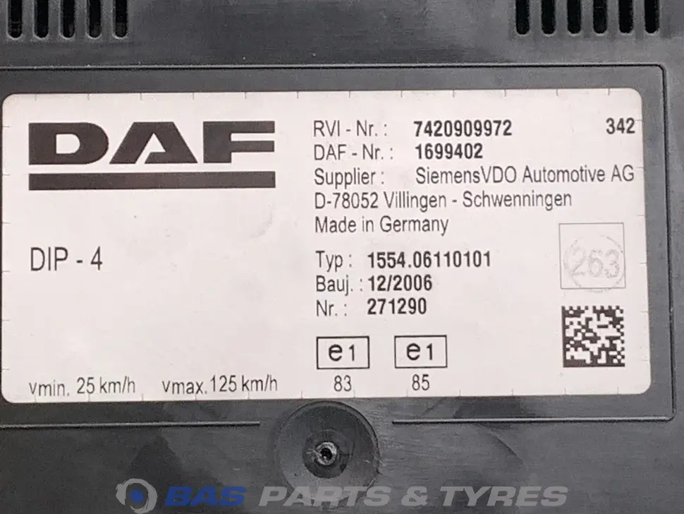 Controlpanel DAF 1743503 Controlpanel DAF 1743503