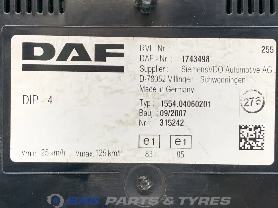 Controlpanel DAF 1699398 Controlpanel DAF 1699398