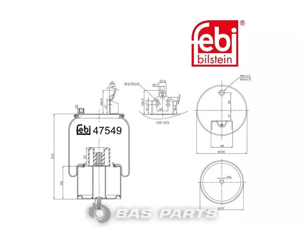 Luftfeder Febi 20541518 Luftfeder Febi 20541518