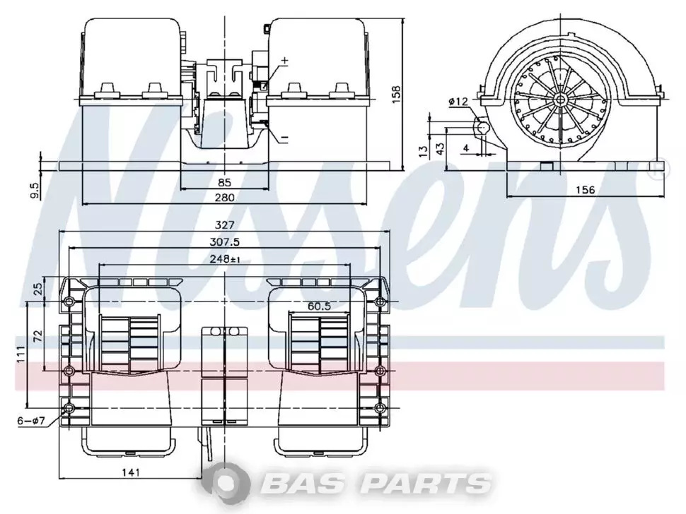 Motor calefacción Nissens 20443820 Motor calefacción Nissens 20443820