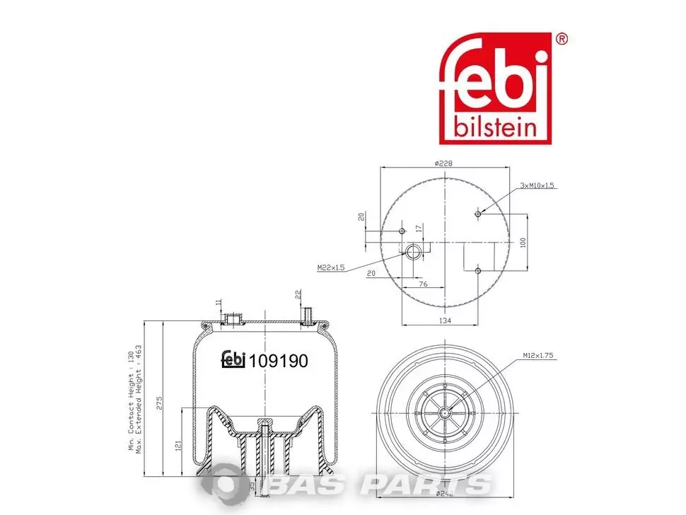 Air spring bellows Febi 1931 612