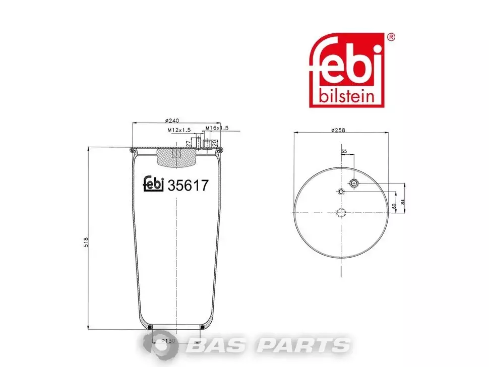 Air spring bellows Febi 81436006038 Air spring bellows Febi 81436006038