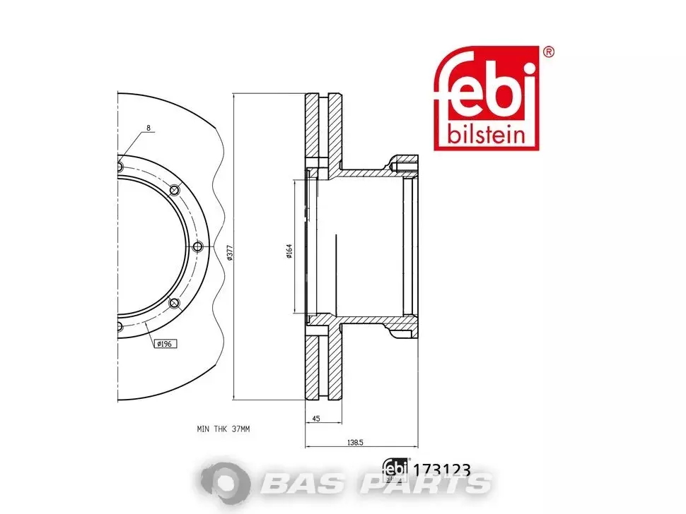 Disco de travão Febi 1142 132