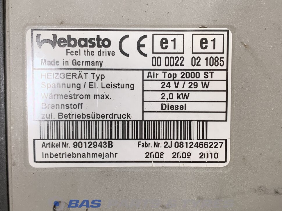 Webasto AirTop 2000 ST Standkachel Webasto Air Top BAS Parts