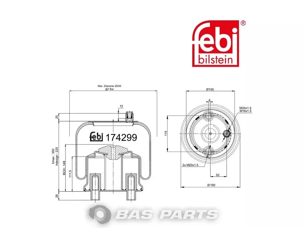 Air spring bellows Febi 9703200021