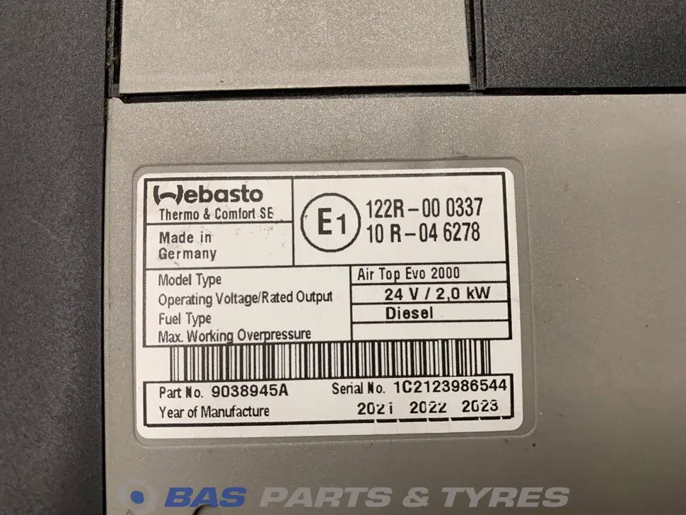 Webasto AirTop Evo 2000 Chauffage cabine 24211126 Webasto AirTop Evo 2000 Chauffage cabine 24211126