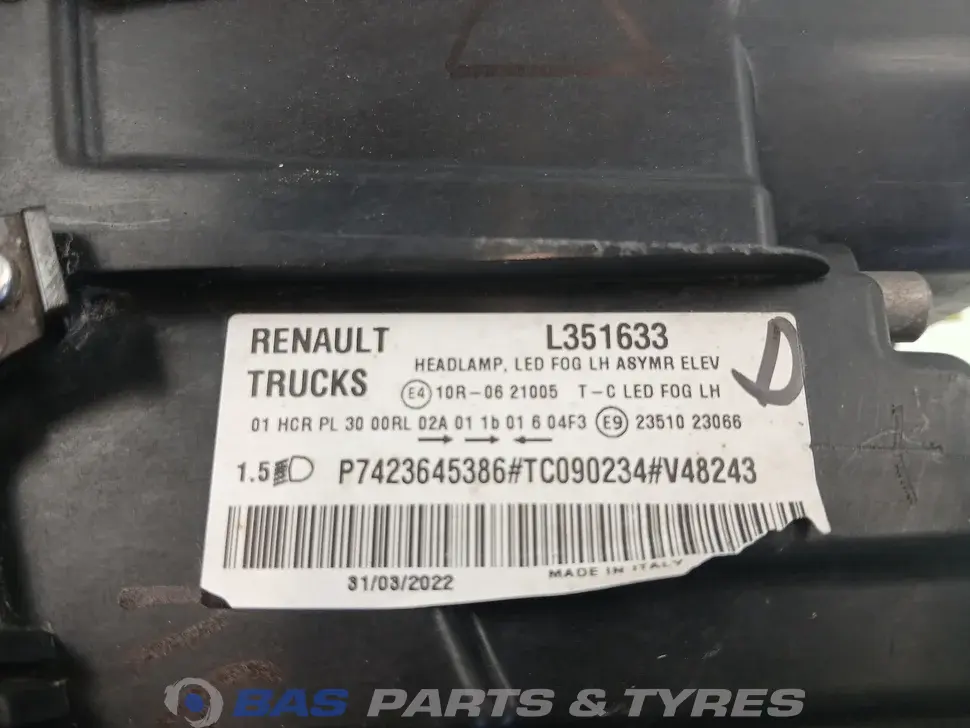 Headlight T-Serie Evolution Left LHD 7423645386 Headlight T-Serie Evolution Left LHD 7423645386