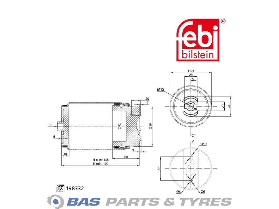 Air spring bellows Febi 82638835