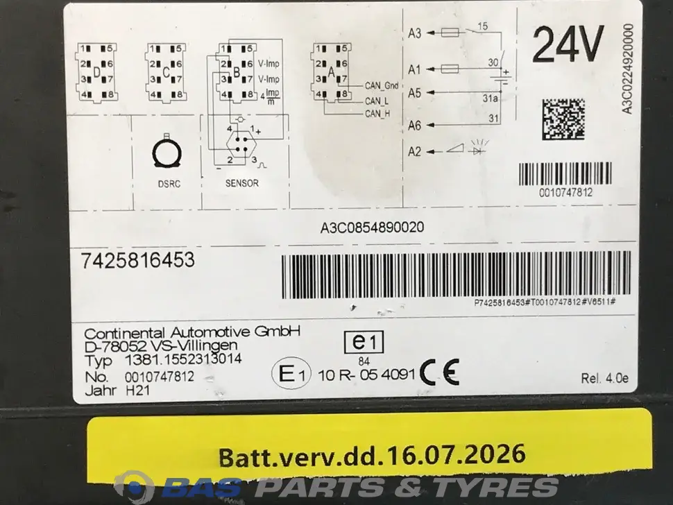 Tachygraphe Renault 7425816437 Tachygraphe Renault 7425816437