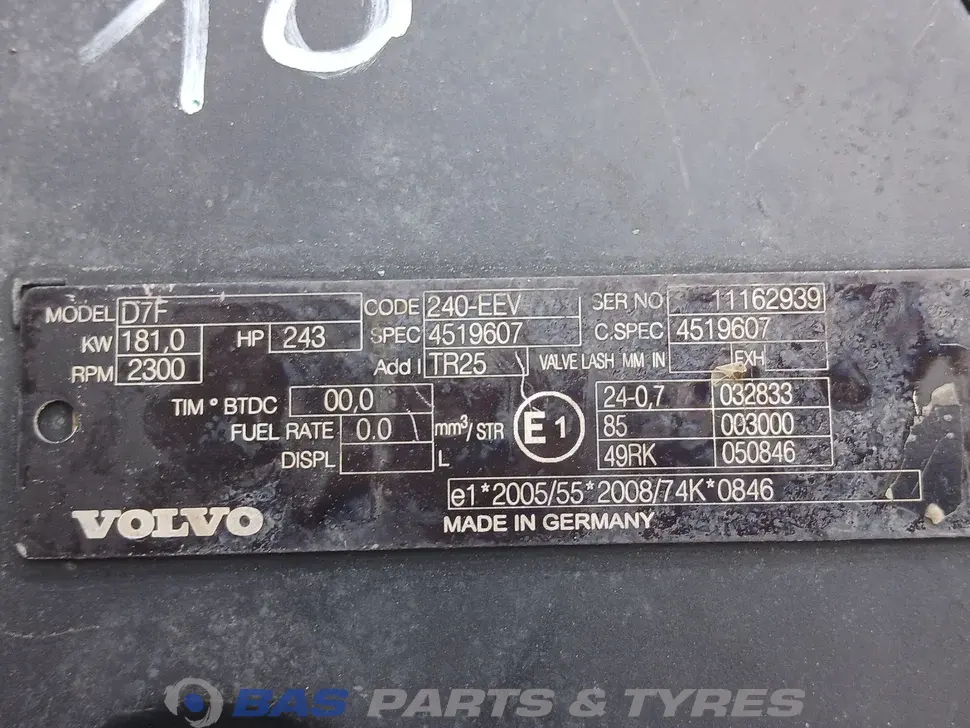 Motor Volvo D7F 240 20890557 Motor Volvo D7F 240 20890557
