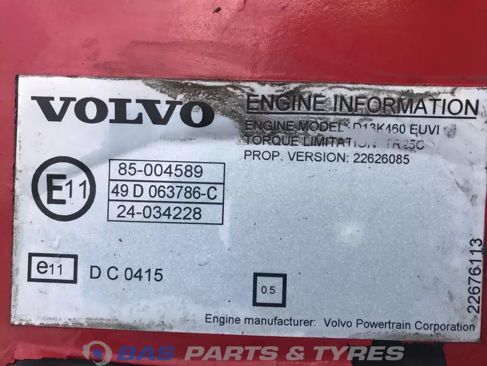 Engine Volvo D13K 460 K4 20482874 Engine Volvo D13K 460 K4 20482874