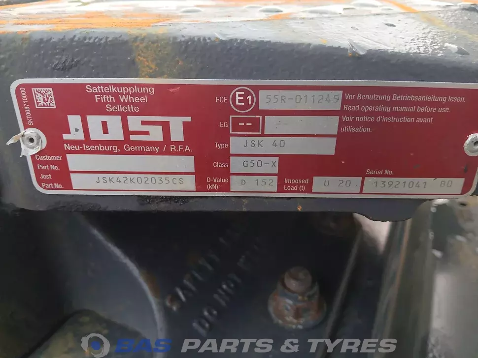 Selette JOST 1630249 Selette JOST 1630249