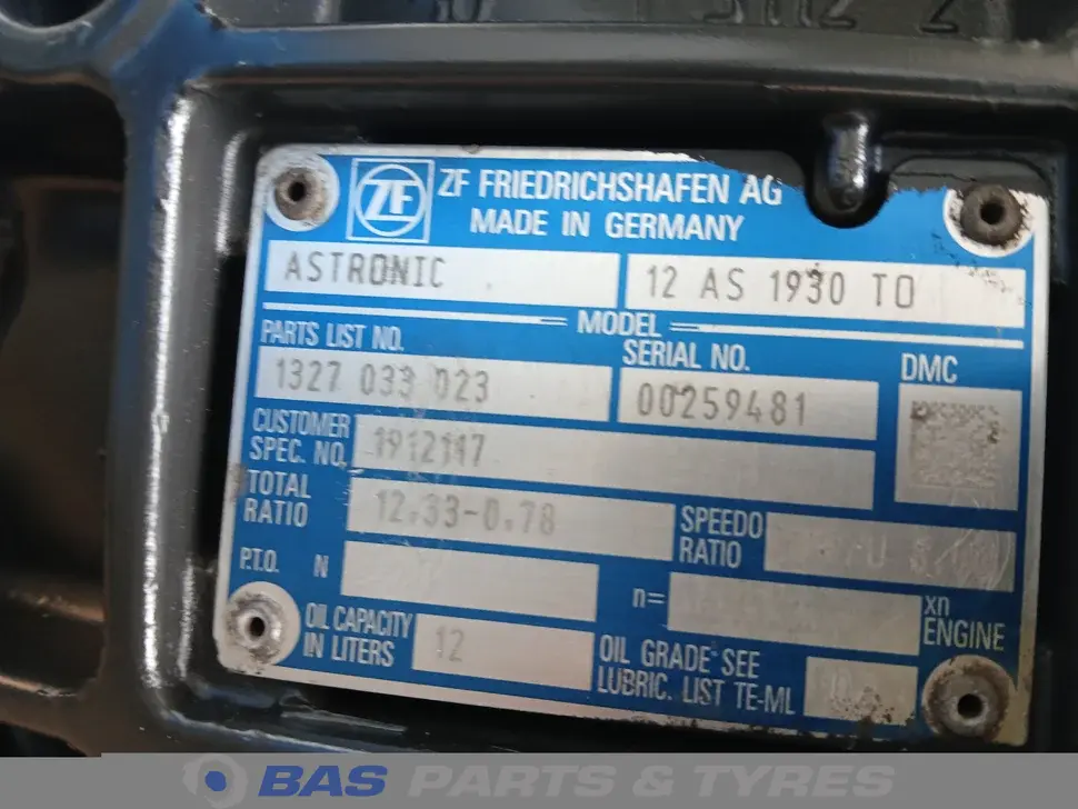 DAF 12AS1930 TO AS Tronic Getriebe 1912117R DAF 12AS1930 TO AS Tronic Getriebe 1912117R