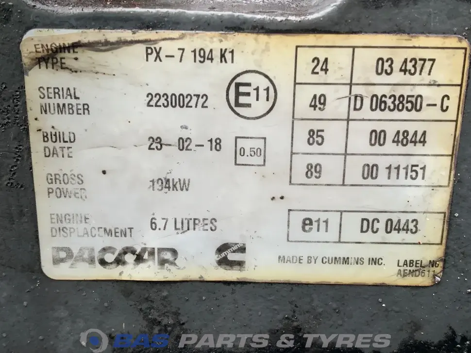 Motor DAF PX7 194 K1 1714744 Motor DAF PX7 194 K1 1714744