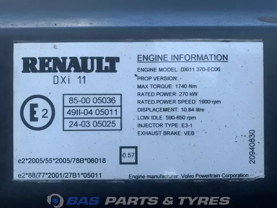 Engine Renault DXi11 370 7422083486 Engine Renault DXi11 370 7422083486