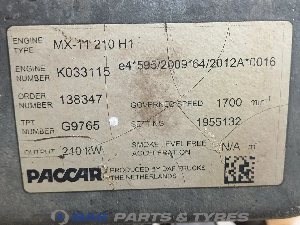 Engine DAF MX11 210 H1 1972204 Engine DAF MX11 210 H1 1972204