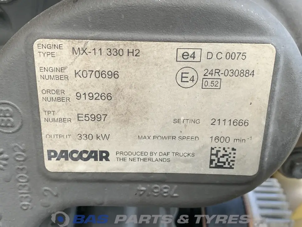 Engine DAF MX11 330 H2 0452051 Engine DAF MX11 330 H2 0452051