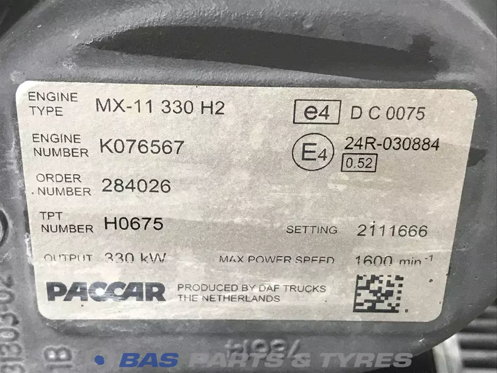 Engine DAF MX11 330 H2 0452053 Engine DAF MX11 330 H2 0452053