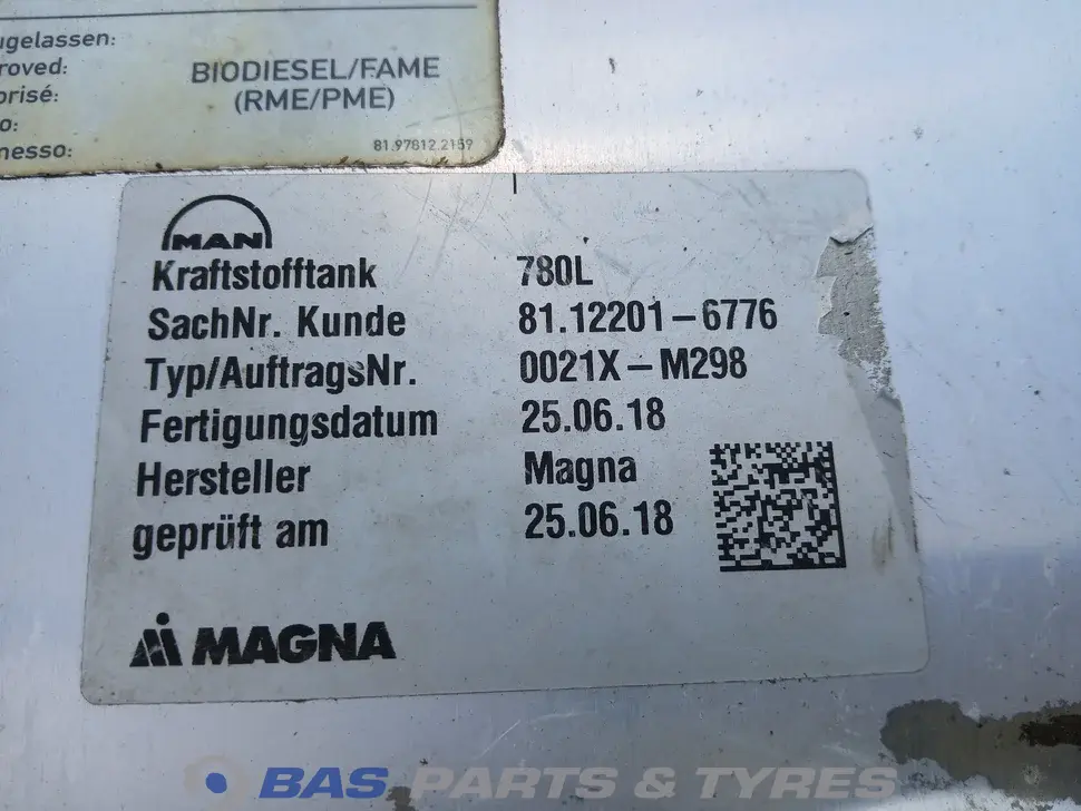 Réservoir carburant MAN 780 Liter 81122016776 Réservoir carburant MAN 780 Liter 81122016776