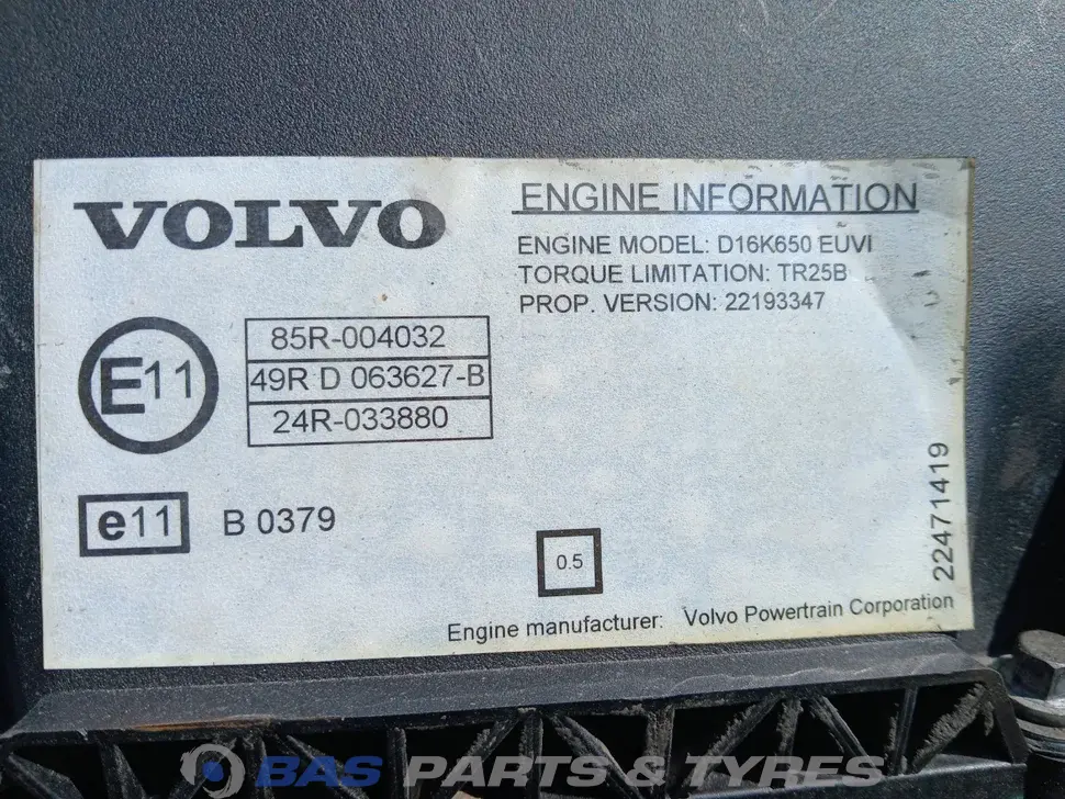 Engine Volvo D16K 650 K1 22280259 Engine Volvo D16K 650 K1 22280259