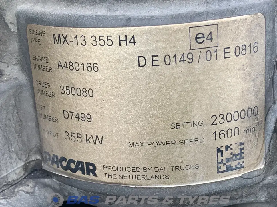 Engine DAF MX13 355 H4 2301457 Engine DAF MX13 355 H4 2301457